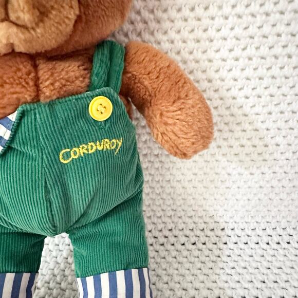 Eden Vintage Corduroy Green Overalls Teddy Bear Stuffed Animal Plush - Picture 4 of 8